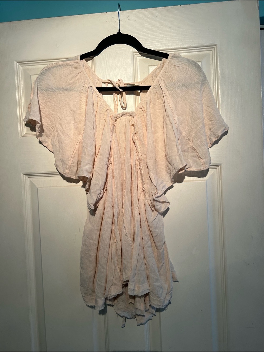 Free People Light Pink Boho Tie-Back Women's Top